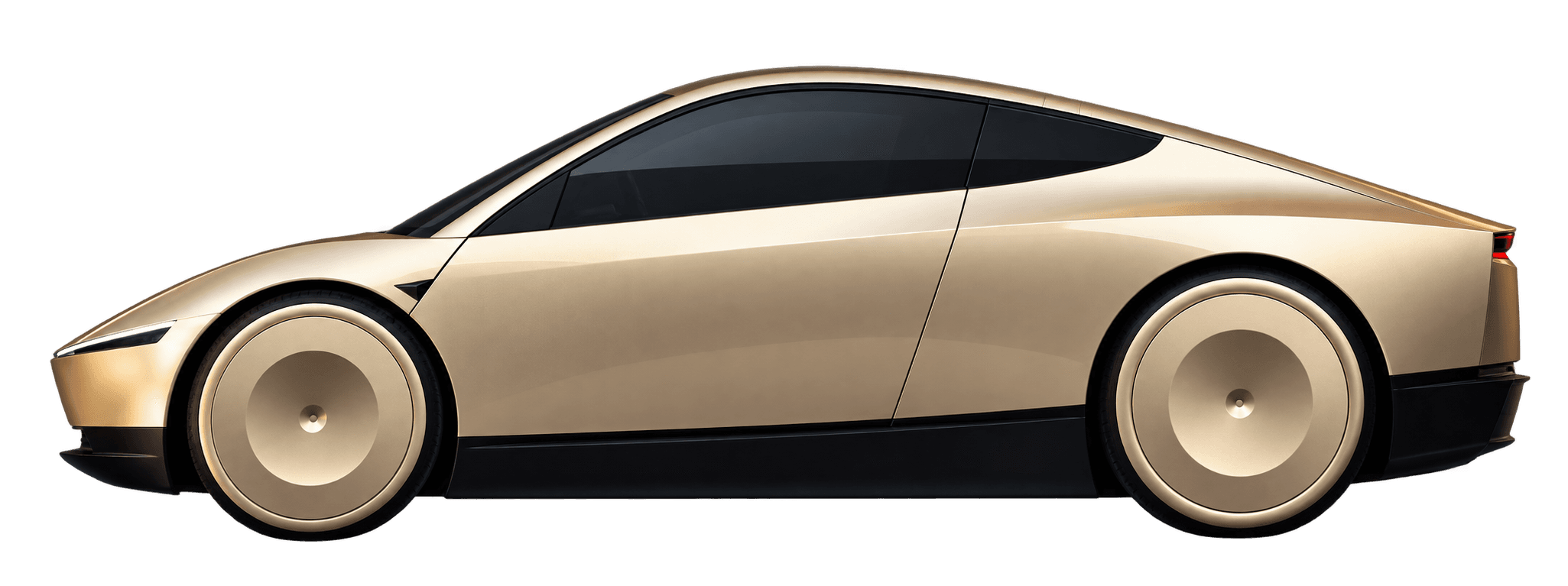 Gold two-seat robotaxi, side view